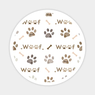 Woof text with paw print Magnet